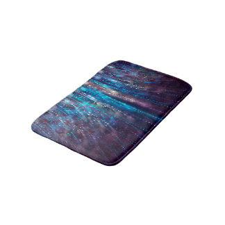 Abstract Design Blue and Silver Glitter Shower Bath Mat