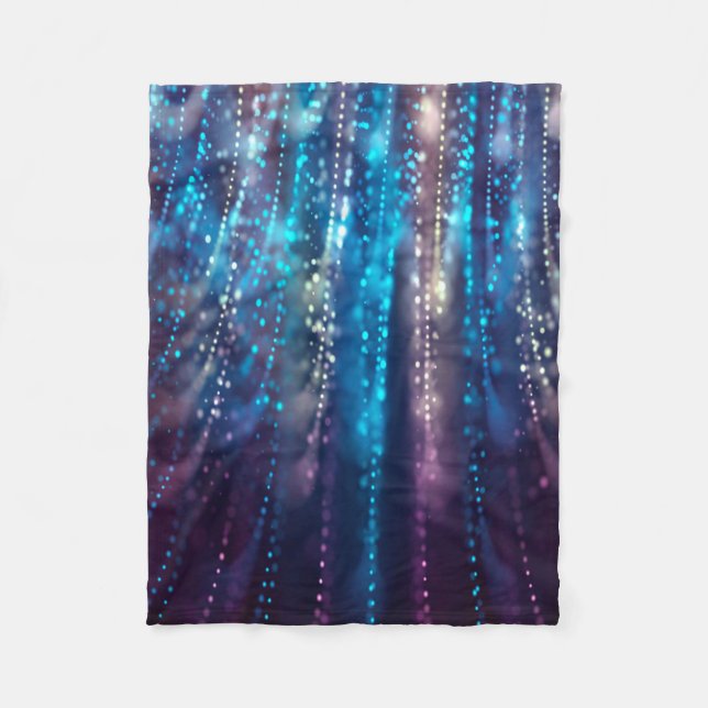 Abstract Design Blue and Silver Glitter Shower Fleece Blanket (Front)