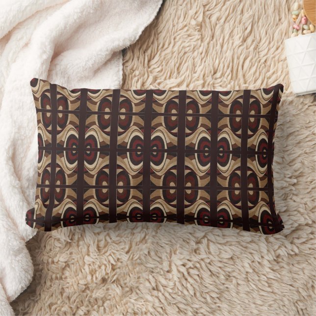 Abstract Design Browns Rust Beige Patterns Lumbar Cushion (Blanket)
