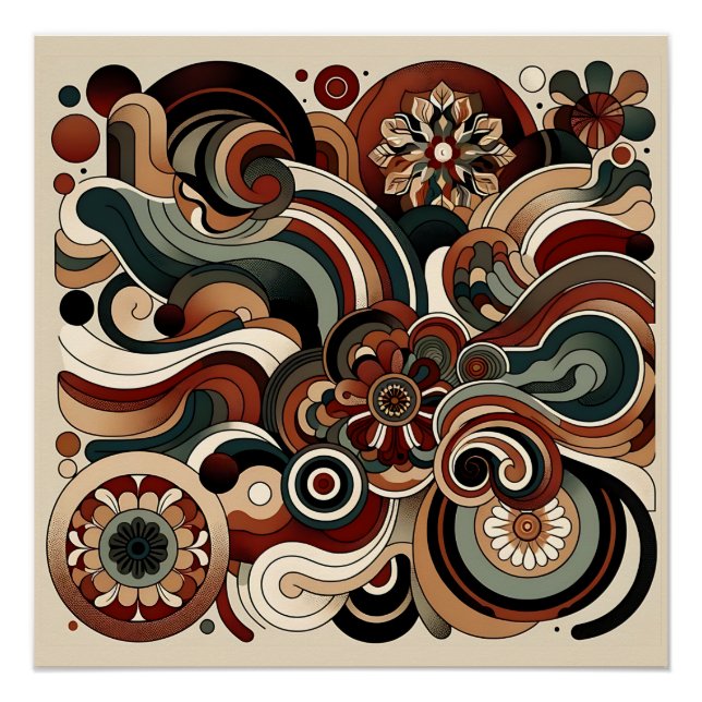 Abstract Design Featuring Boho Shapes Poster (Front)