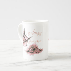 abstract design featuring flowing heart shapes bone china mug