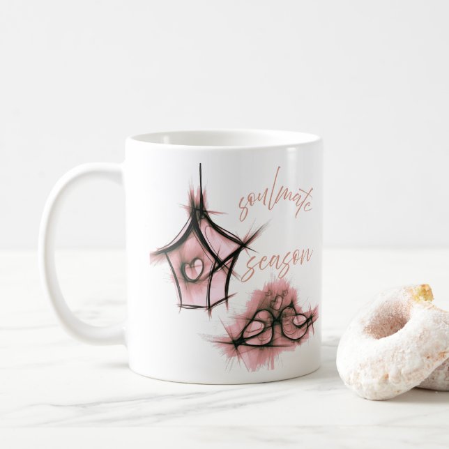 abstract design featuring flowing heart shapes  coffee mug (With Donut)