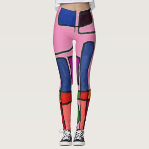Abstract design, in colour cells of pink, blue leggings