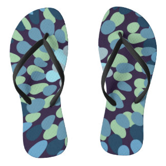 Abstract design in muted greens and gray thongs