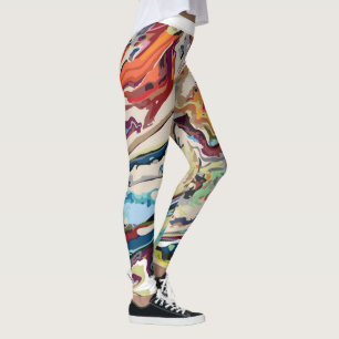 abstract design marbled patterns leggings