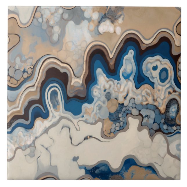 Abstract design, modern painting, waves, lines ceramic tile (Front)