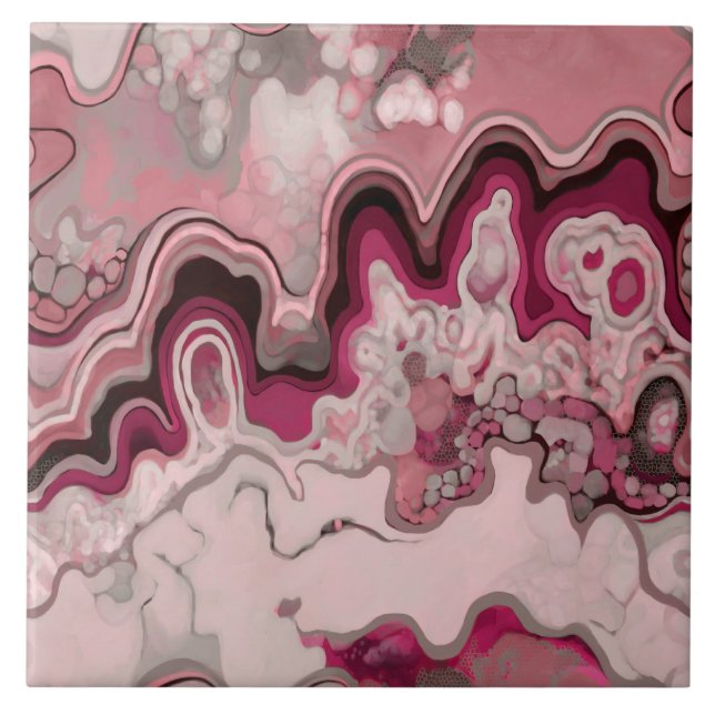 Abstract design, modern painting, waves, lines ceramic tile (Front)