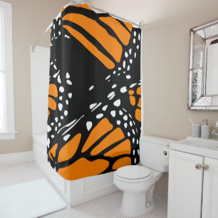 Abstract Design of a Monarch Butterfly Shower Curtain