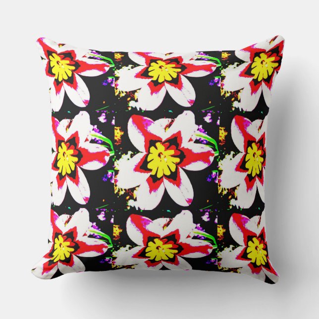 abstract design of bright and colourful flowers cushion (Front)