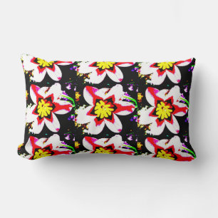 abstract design of bright and colourful flowers lumbar cushion