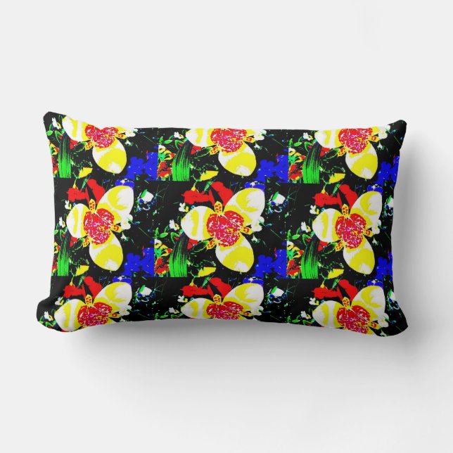 abstract design of bright and colourful flowers lumbar cushion (Front)