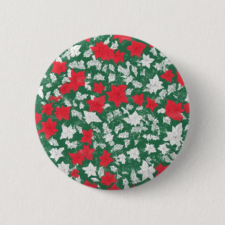 Abstract design of poinsettia and Christmas roses 6 Cm Round Badge