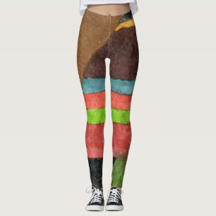 Abstract design, organic stripes of blues & brown leggings