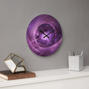 Abstract Design Purple Realms Large Clock