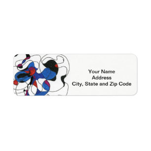 Abstract design return address label, black white label