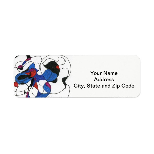 Abstract design return address label, black white label (Front)