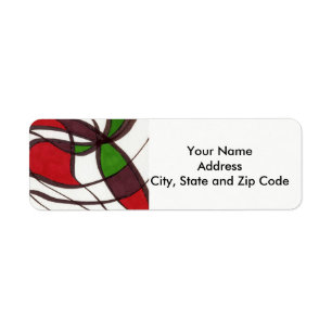 Abstract design return address label, flying fish. return address label