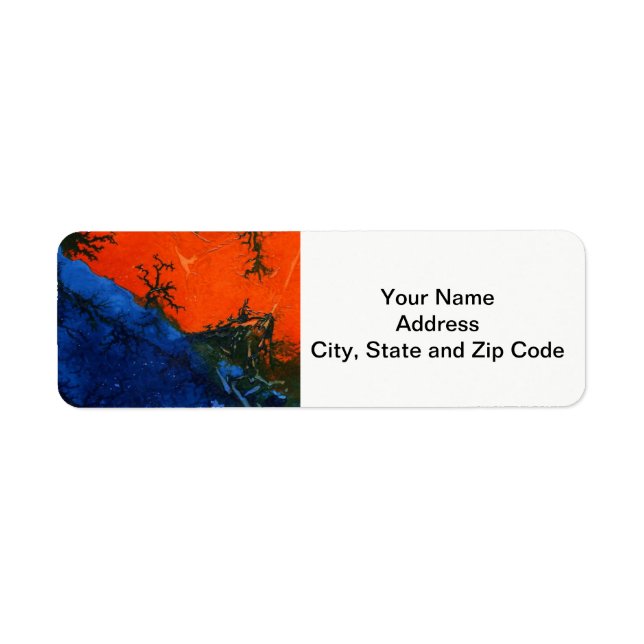 Abstract design return address label, swamp fire. label (Front)