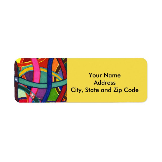 Abstract design return address label with ribbon.. (Front)