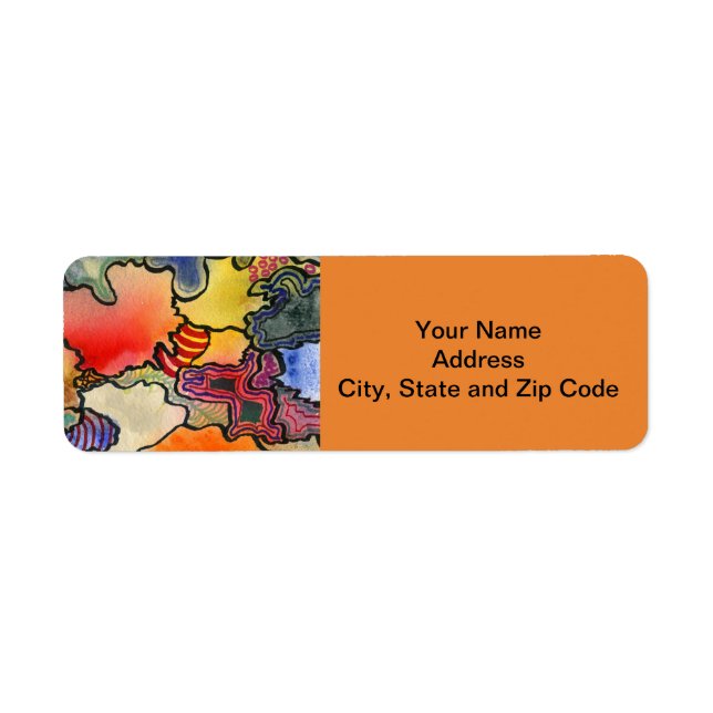 Abstract design return address label with swirls. (Front)