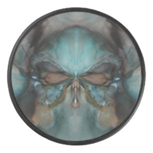 Abstract Design Scary Viking Mask Hockey Puck