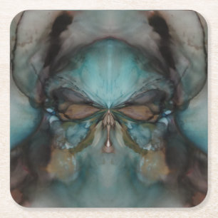 Abstract Design Scary Viking Mask Square Paper Coaster