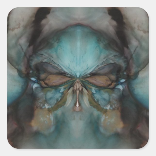 Abstract Design Scary Viking Mask  Square Sticker (Front)