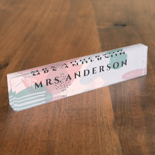 Abstract Design Teachers Acrylic Desk Name Plate