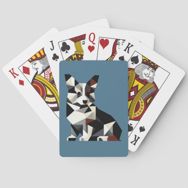 Abstract Design Tricolor Corgi Playing Cards (Back)