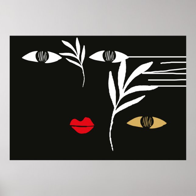 Abstract design with minimal female face. One line Poster (Front)