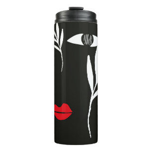 Abstract design with minimal female face. One line Thermal Tumbler