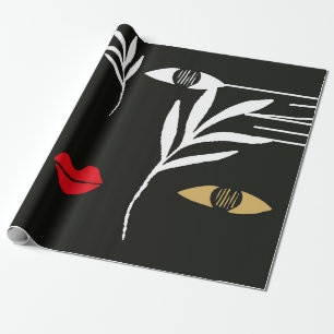 Abstract design with minimal female face. One line Wrapping Paper