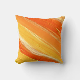 Abstract Diagonal Orange and Yellow Stripes Cushion