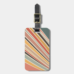 Abstract diagonal retro style stripes luggage tag