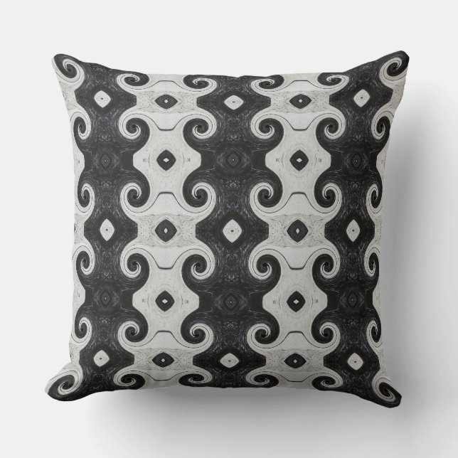 Abstract Diamond Eye Curls Pattern Throw Pillow 2 (Front)