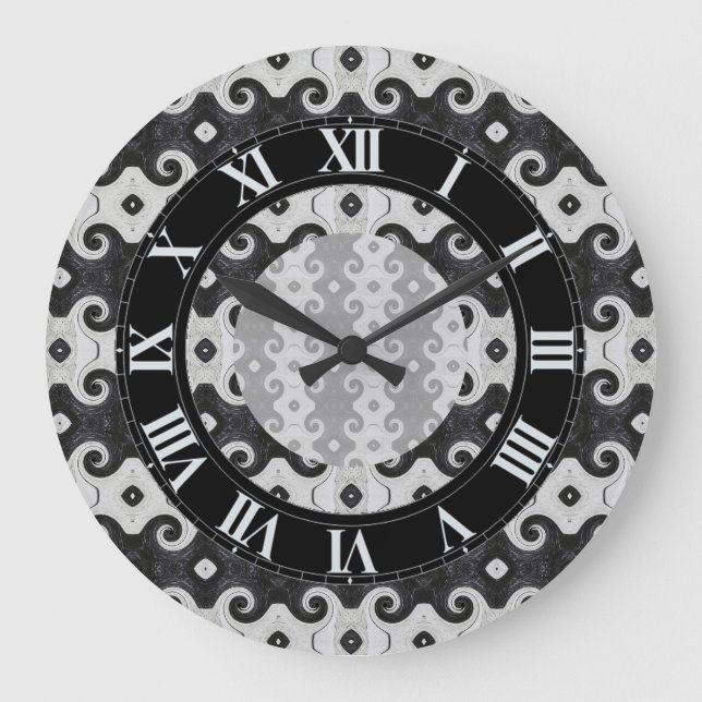 Abstract Diamond Eye Curls Pattern Wall Clock 2 (Front)