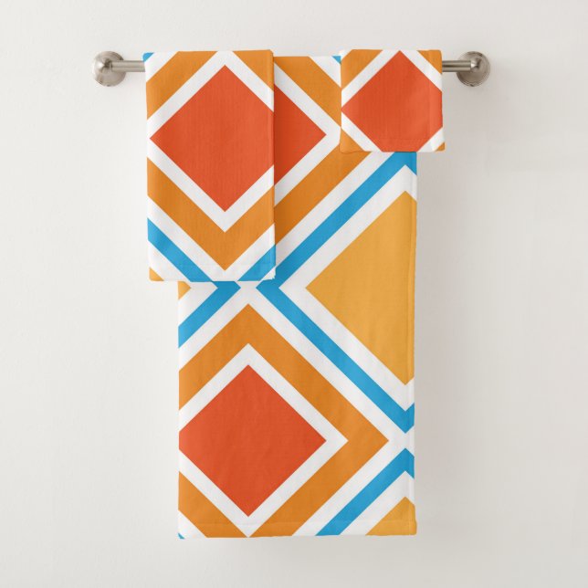 Abstract diamond geometrical bath towel set (Insitu)