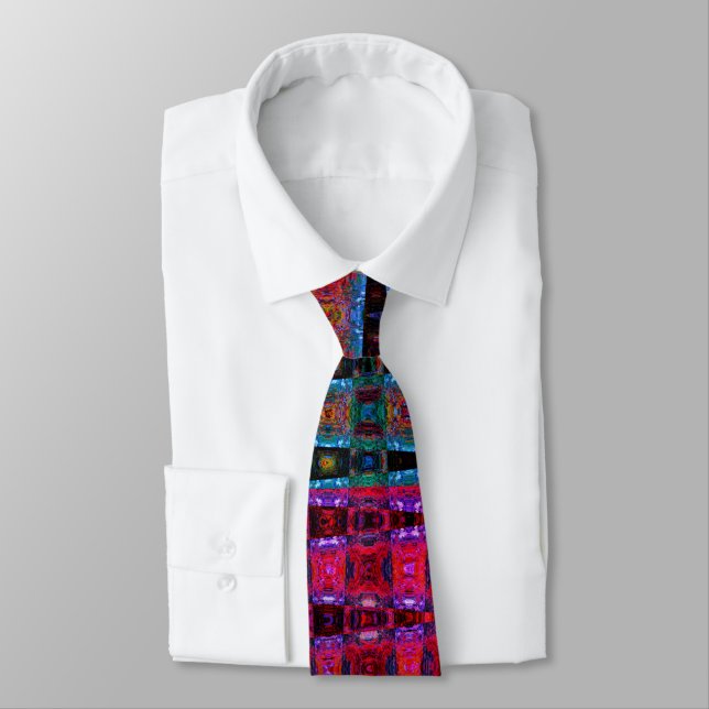 Abstract Digital Art Funky Sine Waves Tie (Tied)
