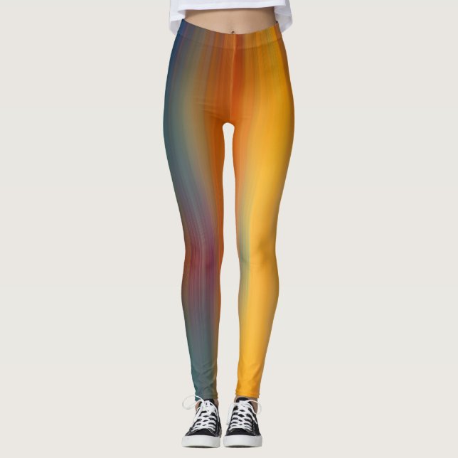 Abstract Digital Bi-colour Gradient Art Leggings (Front)