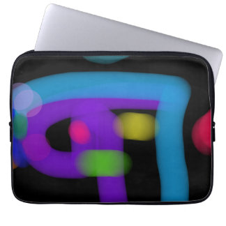 Abstract Digital Circuitry in Cobalt and Violet Laptop Sleeve