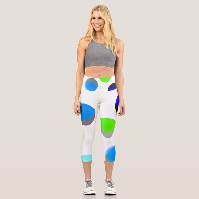 Abstract Digital Electronic Modern Art Capri Leggings (Front)