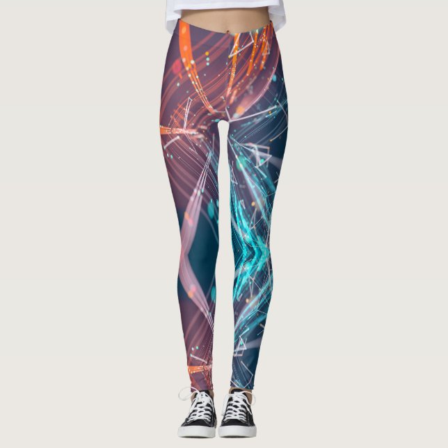 Abstract Digital Electronic Modern Art Leggings (Front)