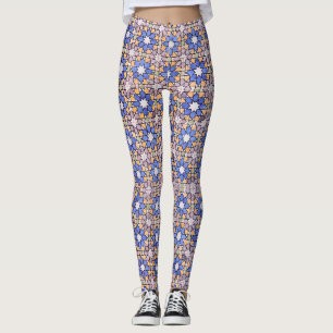 Abstract Digital Floral Art Pattern Leggings