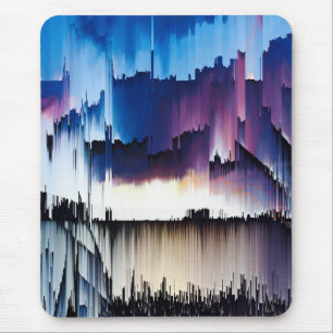 Abstract Digital Glitch Sunset Mouse Pad
