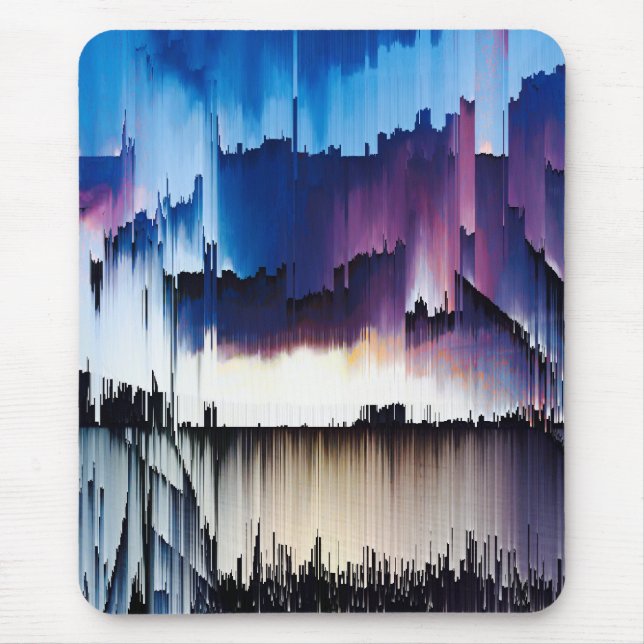 Abstract Digital Glitch Sunset Mouse Pad (Front)