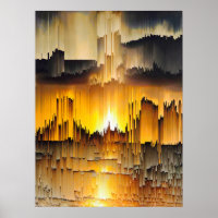 Abstract Digital Glitch Sunset