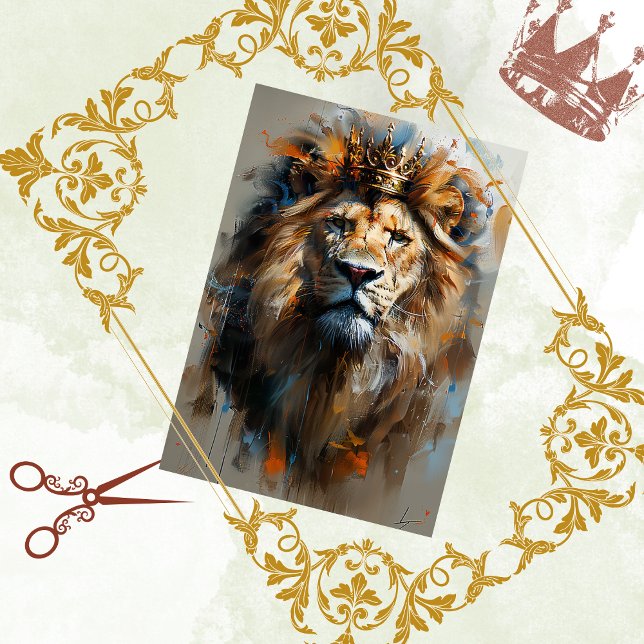 Abstract Digital Lion Painted Decoupage Tissue Paper (Creator Uploaded)