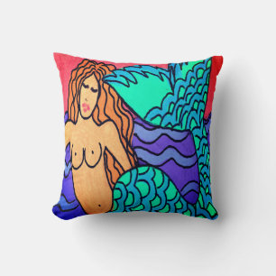Abstract Digital Mermaid Painting Cushion