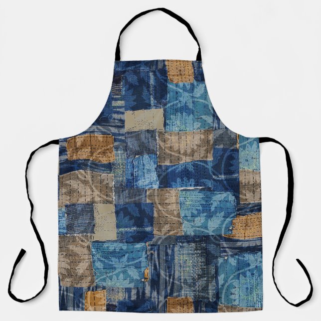 Abstract Digital Navy: Seamless Watercolor Pattern Apron (Front)