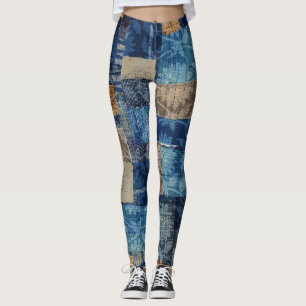 Abstract Digital Navy: Seamless Watercolor Pattern Leggings